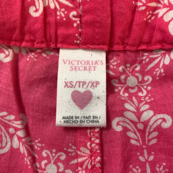 Victoria’s Secret Paisley Floral Hot Pink Pajama Set 100% Cotton Sleepwear XS - Picture 5 of 5